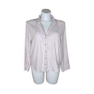 VICTORIA'S SECRET Women's Long Sleeve Button-Up Pajama Top Striped Size XL